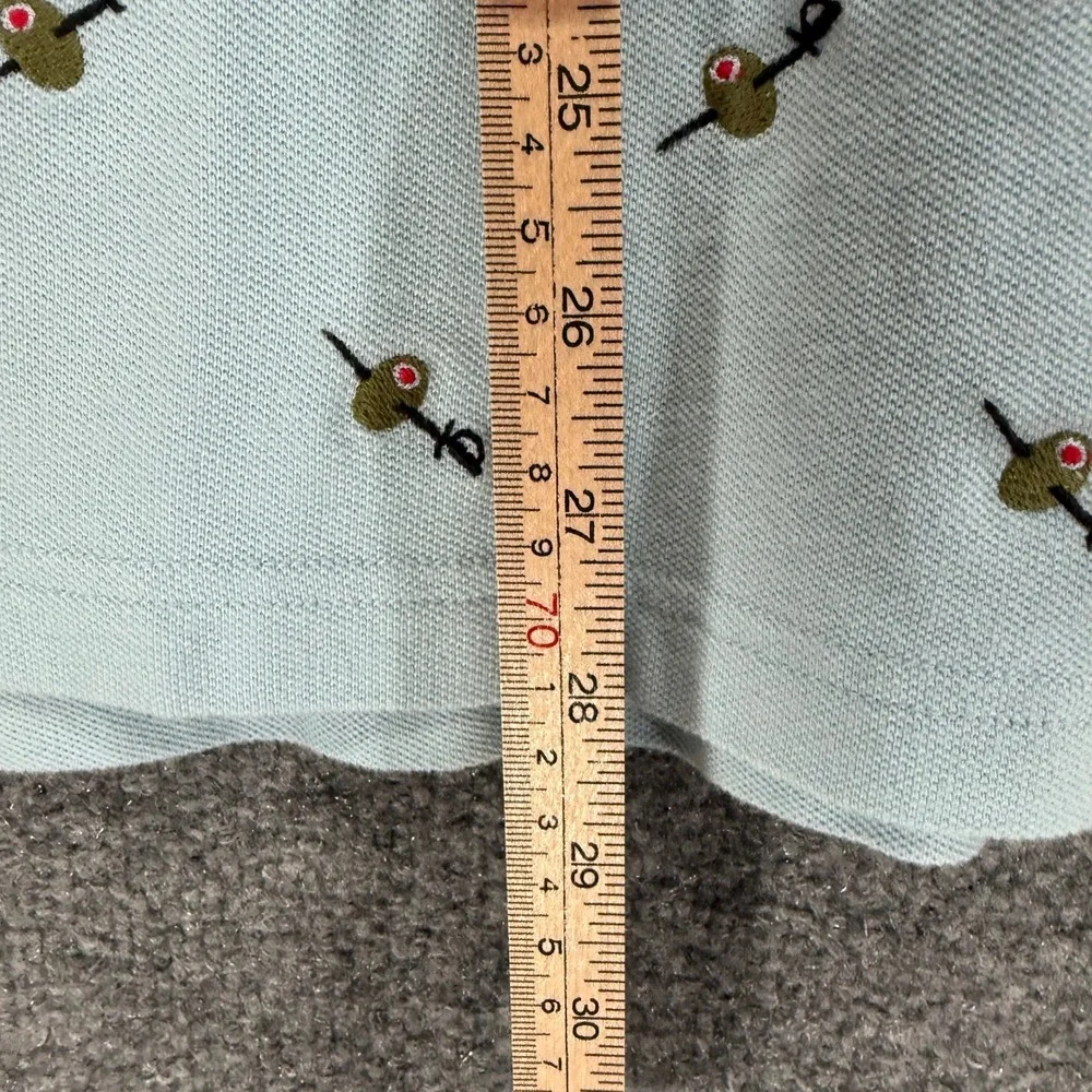 J.Crew Oarsman Polo Shirt Mens XL Light Blue Martini Olive Embroidered Pique Top